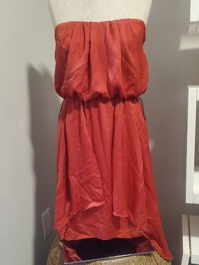 Jodi Kristopher Red Strapless Blouson Dress, Size S